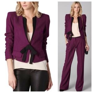 •ROBERT RODRIGUEZ• Berry Short Bow Jacket Blazer Lined - Size 4